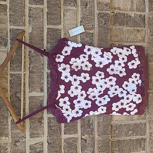 NWT Ann Taylor Floral Tank Top with Lace Size Small